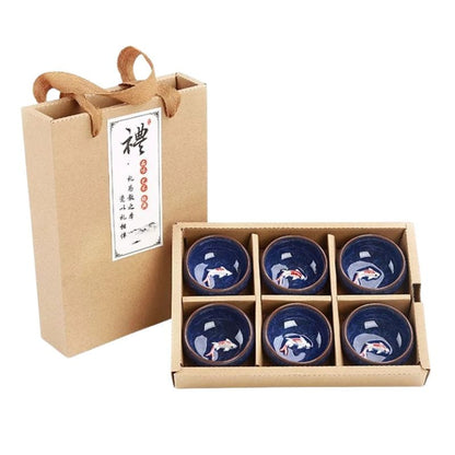 Service Tasse à Thé en Porcelaine Coffret 6 tasses / Bleu Nuit