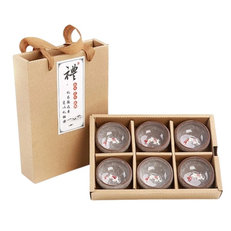 Service Tasse à Thé en Porcelaine Coffret 6 tasses / Brume Cendrée