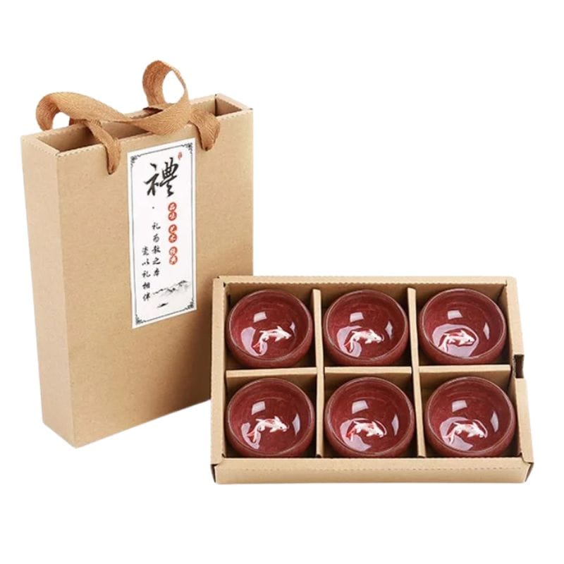 Service Tasse à Thé en Porcelaine Coffret 6 tasses / Rouge Impérial