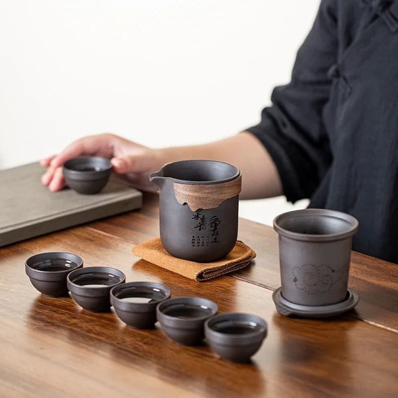 Set de Thé Chinois Nomade en Argile Pourpre