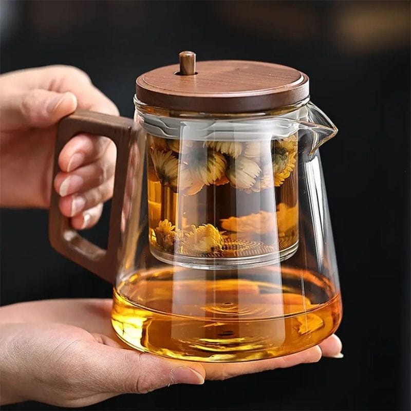 Théière à Piston Action en Verre Borosilicate 650ML