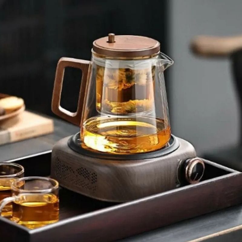 Théière à Piston Action en Verre Borosilicate 650ML
