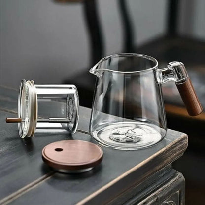 Théière à Piston Action en Verre Borosilicate 650ML