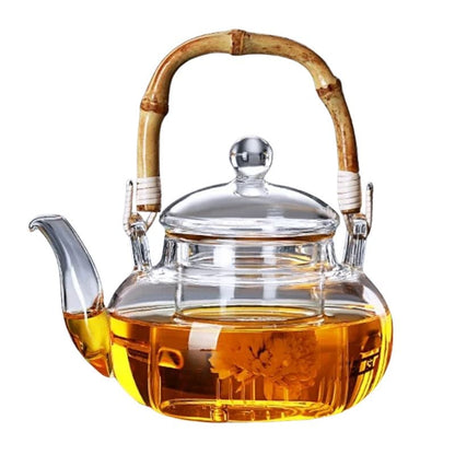 Théière Anse Bambou en Verre Borosilicate 600ML - 800ML