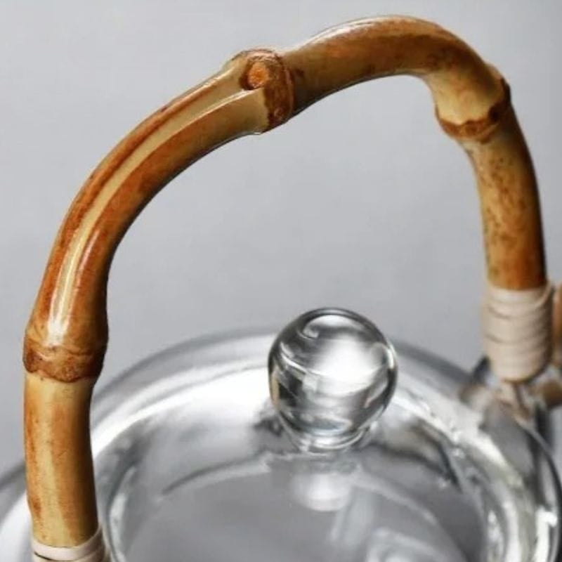 Théière Anse Bambou en Verre Borosilicate 600ML - 800ML