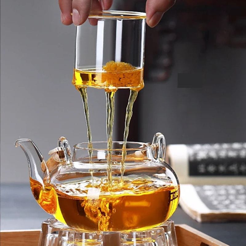 Théière Anse Bambou en Verre Borosilicate 600ML - 800ML