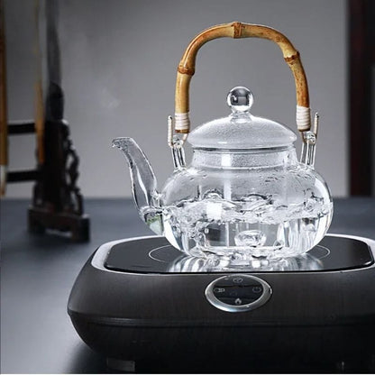 Théière Anse Bambou en Verre Borosilicate 600ML - 800ML