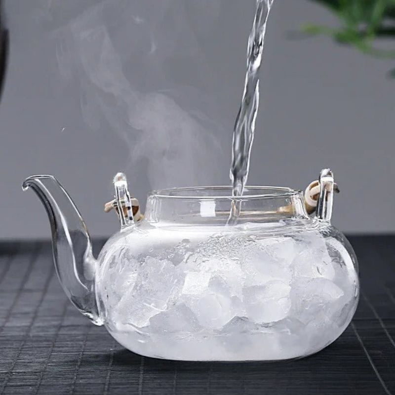 Théière Anse Bambou en Verre Borosilicate 600ML - 800ML