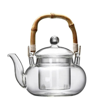 Théière Anse Bambou en Verre Borosilicate 600ML - 800ML