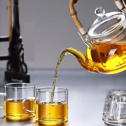 Théière Anse Bambou en Verre Borosilicate 600ML - 800ML