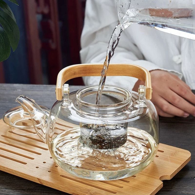 Théière Asiatique en Verre Borosilicate 1L 1000 ml