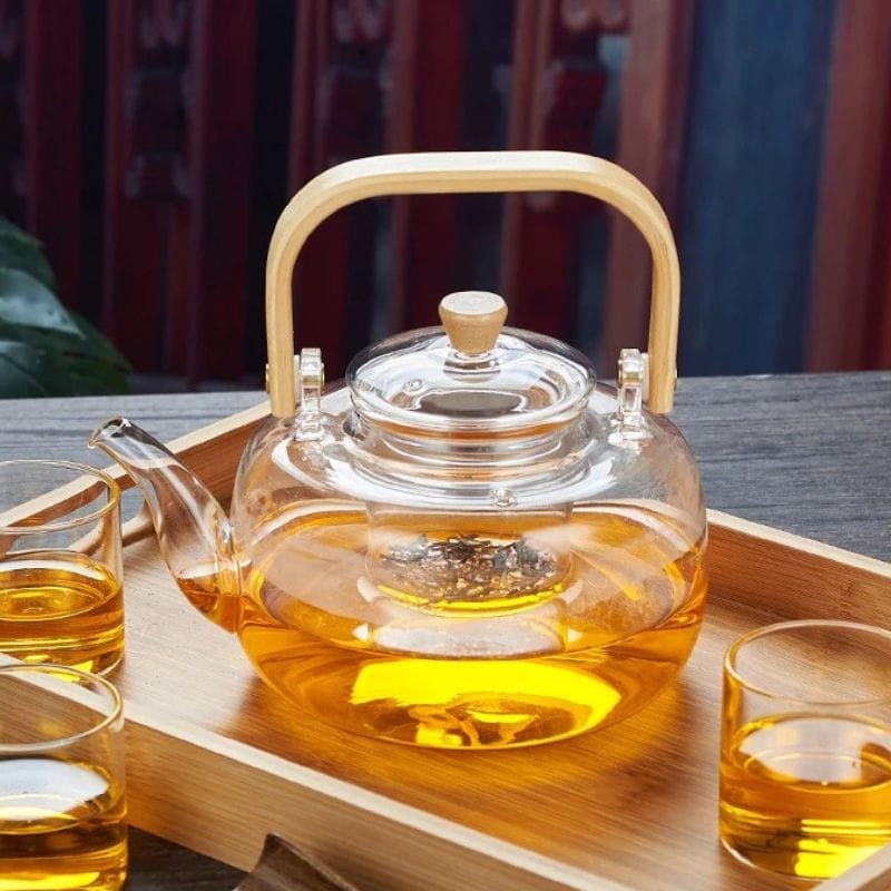 Théière Asiatique en Verre Borosilicate 1L 1000 ml