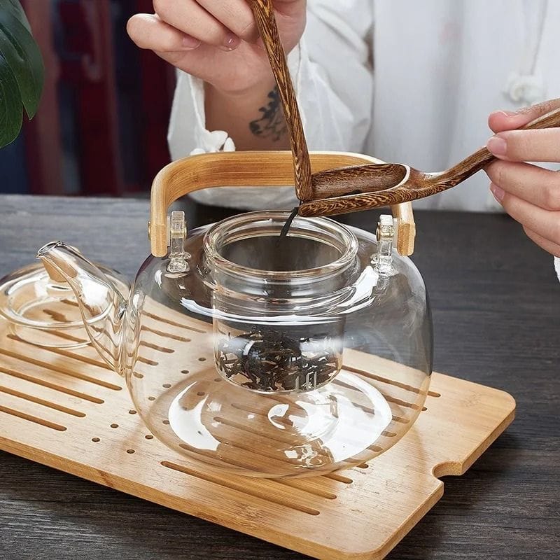 Théière Asiatique en Verre Borosilicate 1L 1000 ml