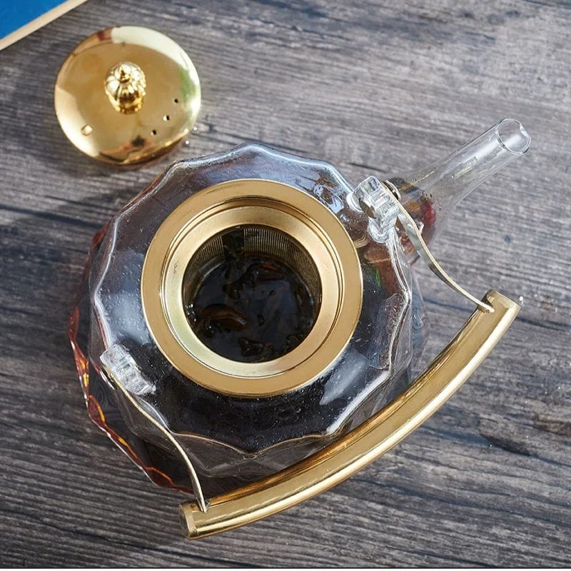 Théière avec Passoire en Verre Facetté 1L