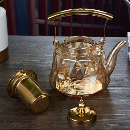 Théière avec Passoire en Verre Facetté 1L
