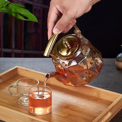 Théière avec Passoire en Verre Facetté 1L