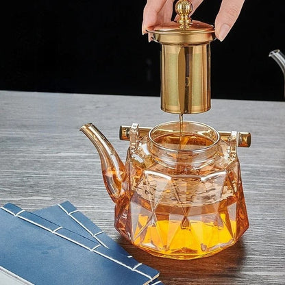 Théière avec Passoire en Verre Facetté 1L