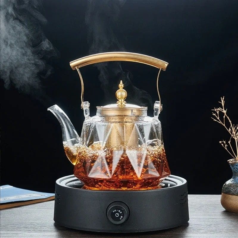 Théière avec Passoire en Verre Facetté 1L