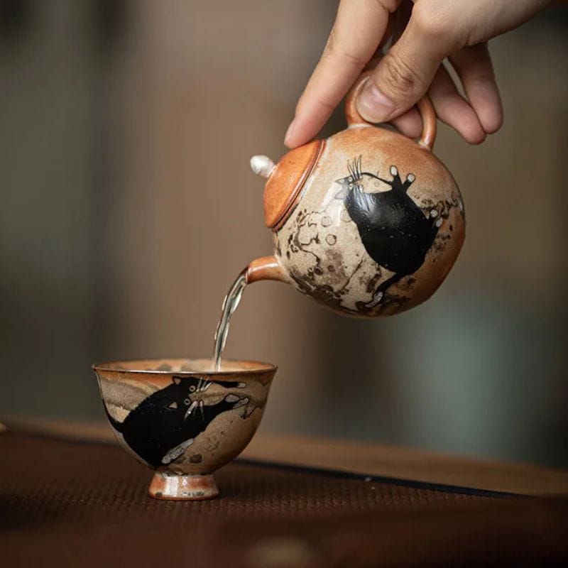 Théière Chat Vintage en Céramique 100ML