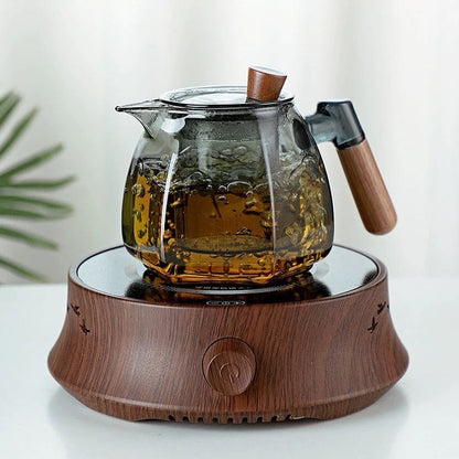 Théière Design en Verre &amp; Noyer 600ML