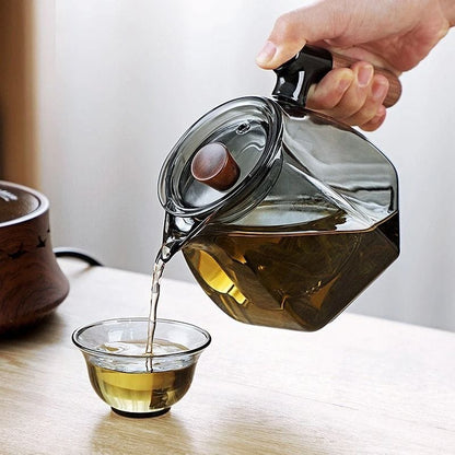 Théière Design en Verre &amp; Noyer 600ML