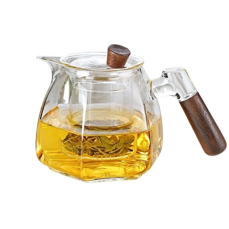 Théière Design en Verre &amp; Noyer 600ML 600 ml / Verre Clair