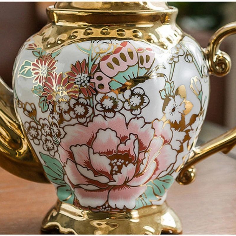 Théière Dorée Fleurie 1L 1000 ml