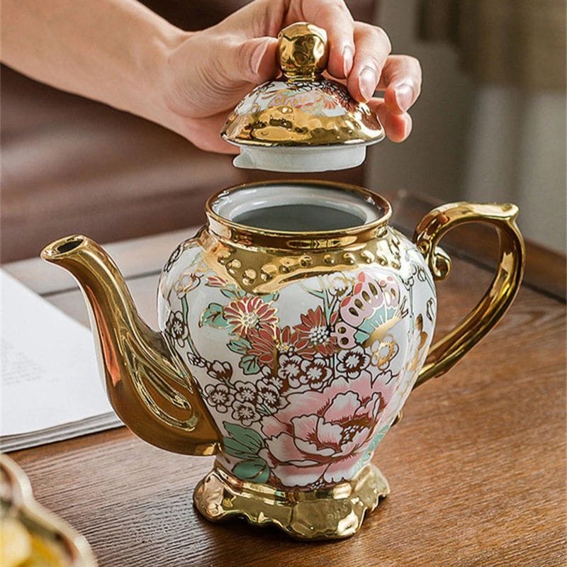 Théière Dorée Fleurie 1L 1000 ml