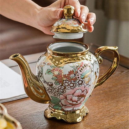 Théière Dorée Fleurie 1L 1000 ml