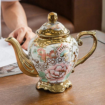 Théière Dorée Fleurie 1L 1000 ml