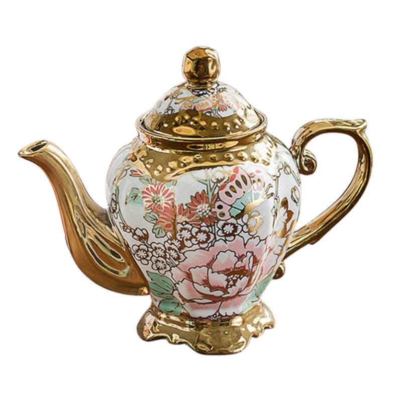 Théière Dorée Fleurie 1L 1000 ml
