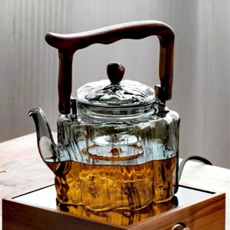 Théière en Bois en Verre Borosilicate 1.3L 1300 ml