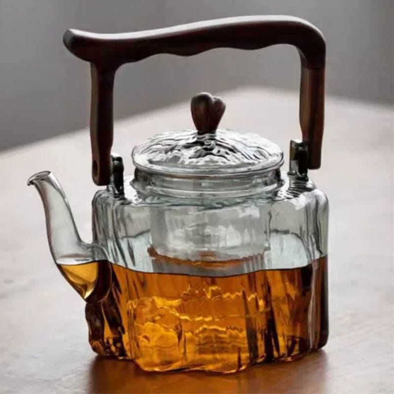 Théière en Bois en Verre Borosilicate 1.3L 1300 ml