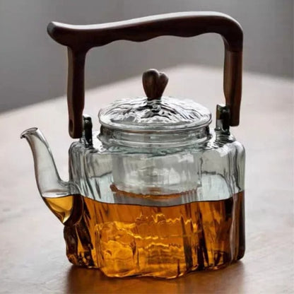 Théière en Bois en Verre Borosilicate 1.3L 1300 ml