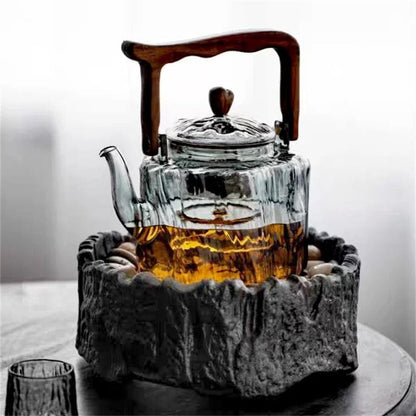 Théière en Bois en Verre Borosilicate 1.3L 1300 ml