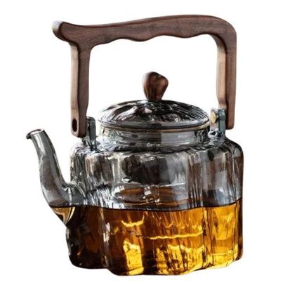 Théière en Bois en Verre Borosilicate 1.3L 1300 ml