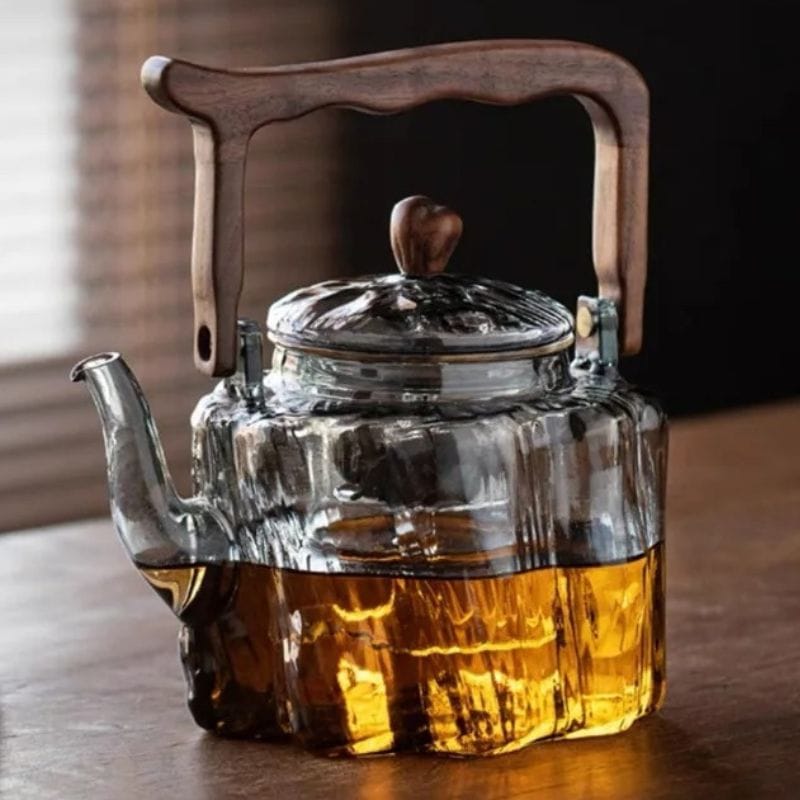 Théière en Bois en Verre Borosilicate 1.3L 1300 ml