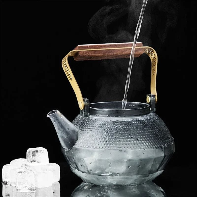 Théière en Verre avec Anse en Bois 1140 ml