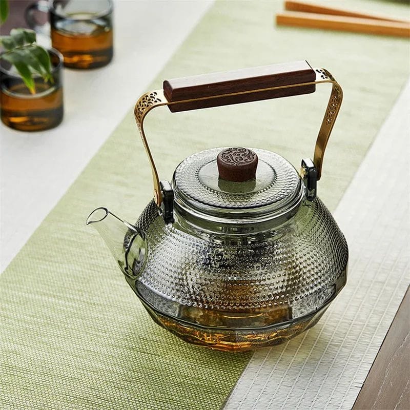 Théière en Verre avec Anse en Bois 1140 ml