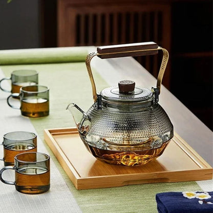 Théière en Verre avec Anse en Bois 1140 ml