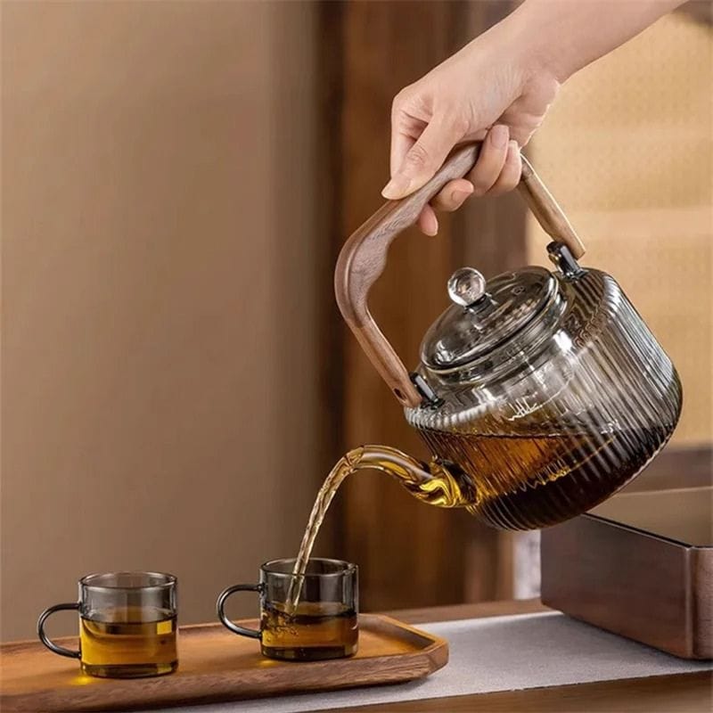 Théière Induction en Verre Borosilicate 1.2L