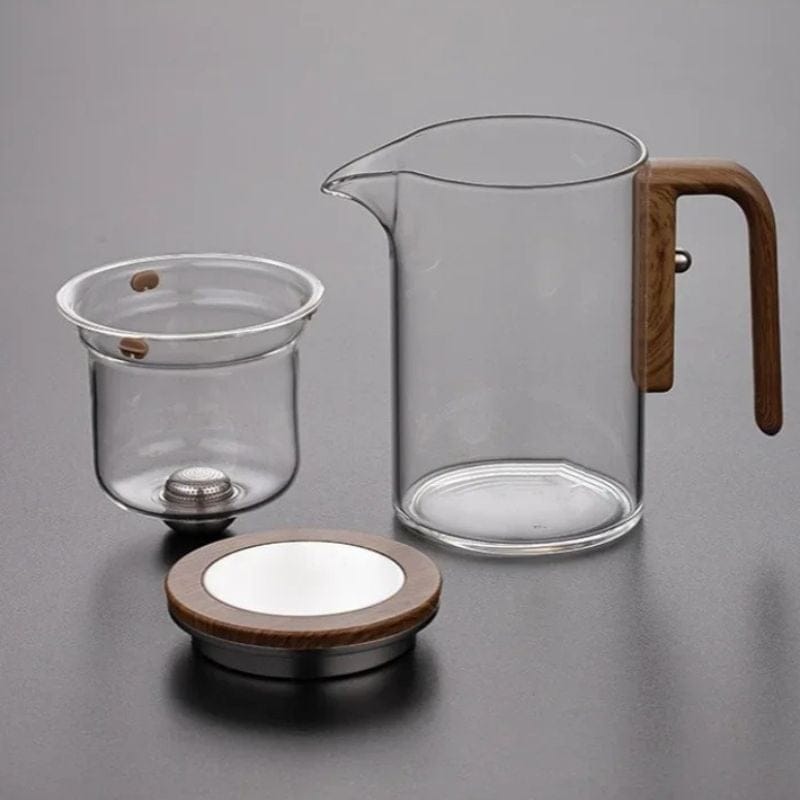 Théière Magnétique en Verre et Bois 600ML - 800ML