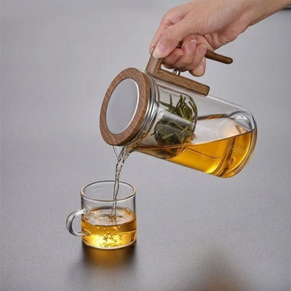 Théière Magnétique en Verre et Bois 600ML - 800ML
