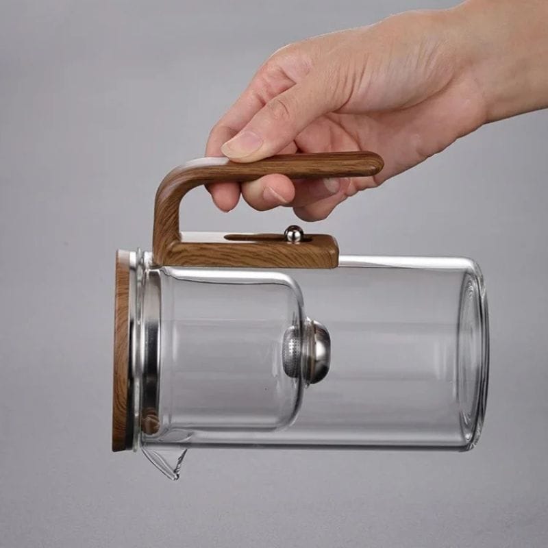 Théière Magnétique en Verre et Bois 600ML - 800ML