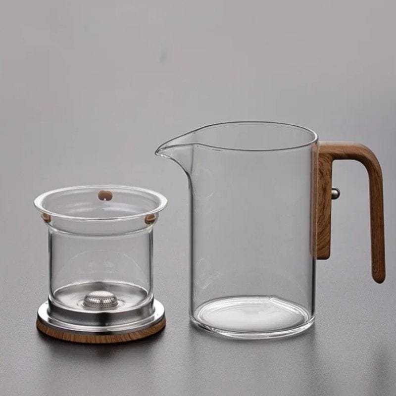 Théière Magnétique en Verre et Bois 600ML - 800ML