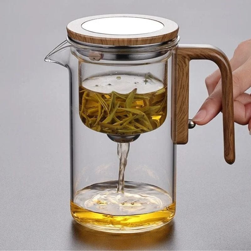 Théière Magnétique en Verre et Bois 600ML - 800ML