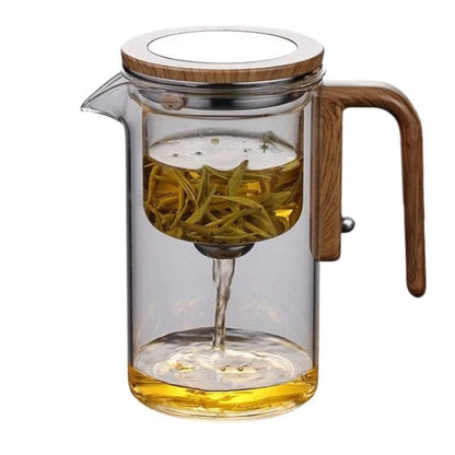 Théière Magnétique en Verre et Bois 600ML - 800ML