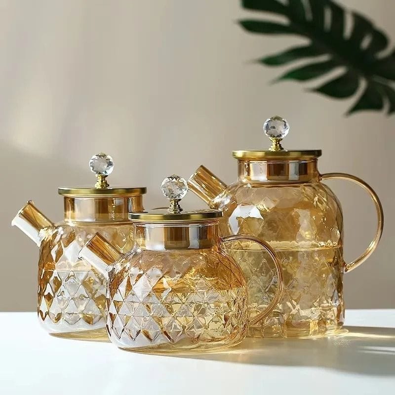 Théière Moderne en Verre Facetté 1L - 1.8L