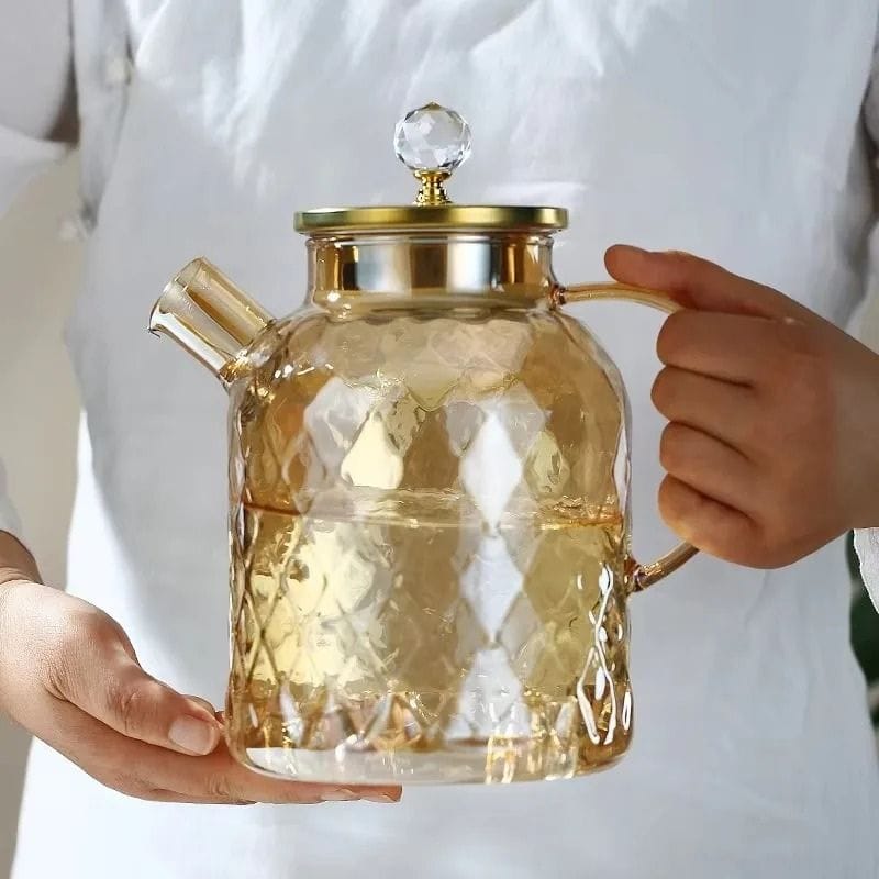 Théière Moderne en Verre Facetté 1L - 1.8L