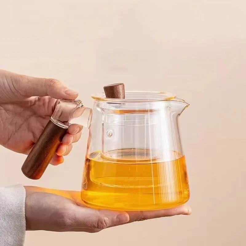 Théière Originale en Verre &amp; Bois 600ML